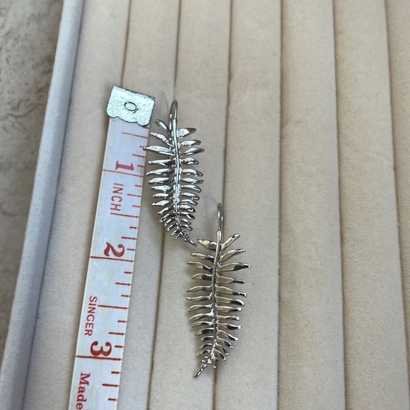 Silver leaf earrings 2” drop - Picture 2 of 13